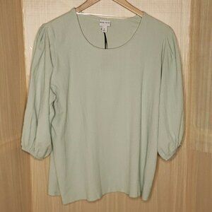 Ava & Viv Womens Plus New Mint Green Bubble Sleeve Textured Top 1X